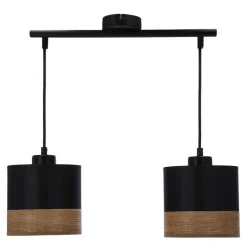 Oświetlenie Przedpokoju|Oświetlenie Jadalni></noscript>Candellux Lighting Pino lampa wisząca czarny 2x60w e27 abażur czarny+brązowy