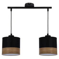 Oświetlenie Przedpokoju|Oświetlenie Jadalni></noscript>Candellux Lighting Pino lampa wisząca czarny 2x60w e27 abażur czarny+brązowy