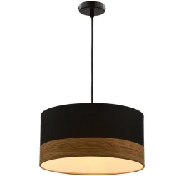 Oświetlenie Przedpokoju|Oświetlenie Jadalni>Candellux Lighting Pino lampa wisząca czarny 1x60w e27 abażur czarny+fornir