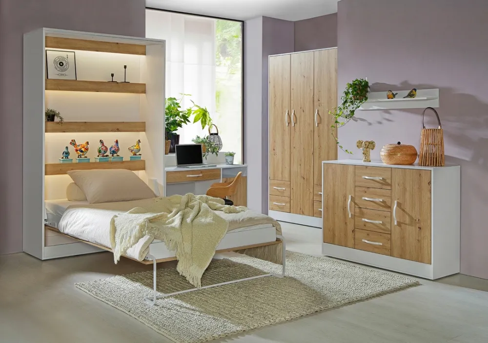 Meble Dla Dzieci|Łóżka Młodzieżowe>DOMEL Pionowy półkotapczan 140x200 cm do sypialni PERFEFCT dąb artisan