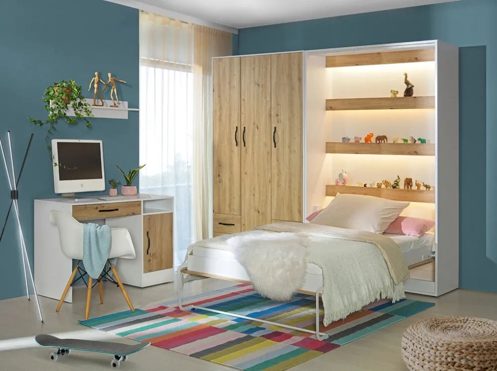 Meble Dla Dzieci|Łóżka Młodzieżowe>DOMEL Pionowy półkotapczan 140x200 cm do sypialni PERFEFCT dąb artisan