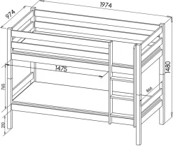 Łóżka Młodzieżowe|Łóżka Dziecięce></noscript>DOLMAR Piętrowe łóżko drewniane dla dziecka 90x190 cm OTTAWA antracyt