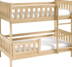 Łóżka Piętrowe>Meblomal Piętrowe łóżko z barierką do pokoju dziecięcego 80x160 cm LUMISLE sosna naturalna