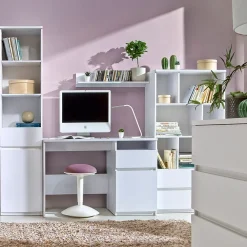 Zestawy Mebli Młodzieżowych|Komody></noscript>DOLMAR Pojemna biała komoda młodzieżowa z półkami 120 cm ANETT biały