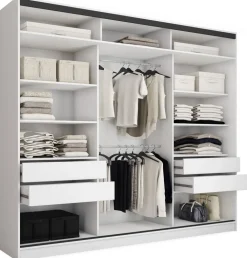 Szafy Trzydrzwiowe|Szafy Do Przedpokoju>BROMARKT Pojemna biała szafa przesuwna 280 cm z półkami EDGE MAX biały