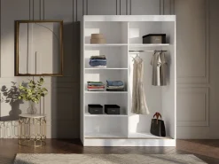 Szafy Dwudrzwiowe|Szafy Młodzieżowe>JUREK Pojemna biała szafa przesuwna 180cm do sypialni z lustrami MORIN biały