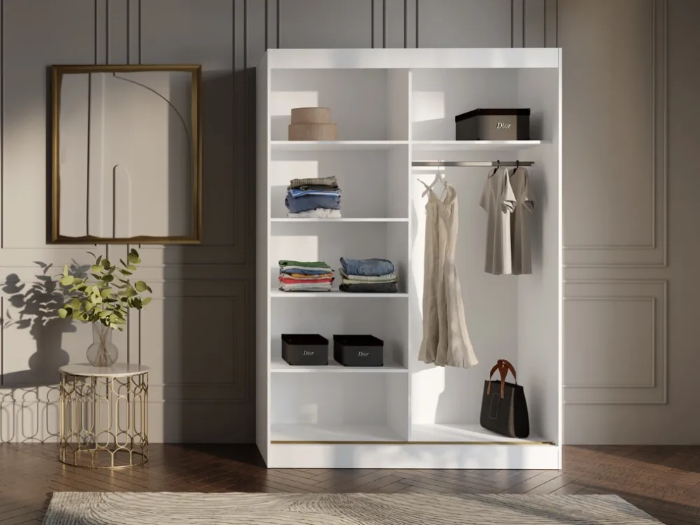 Szafy Dwudrzwiowe|Szafy Młodzieżowe>JUREK Pojemna biała szafa przesuwna 180cm do sypialni z lustrami MORIN biały