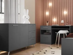 Komody></noscript>Stolar Pojemna dwudrzwiowa komoda z szufladami 140 cm BILL dąb wellington