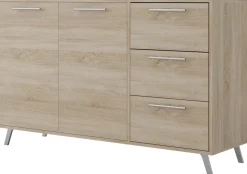 Komody>Stolar Pojemna dwudrzwiowa komoda z szufladami 140 cm BILL dąb sonoma