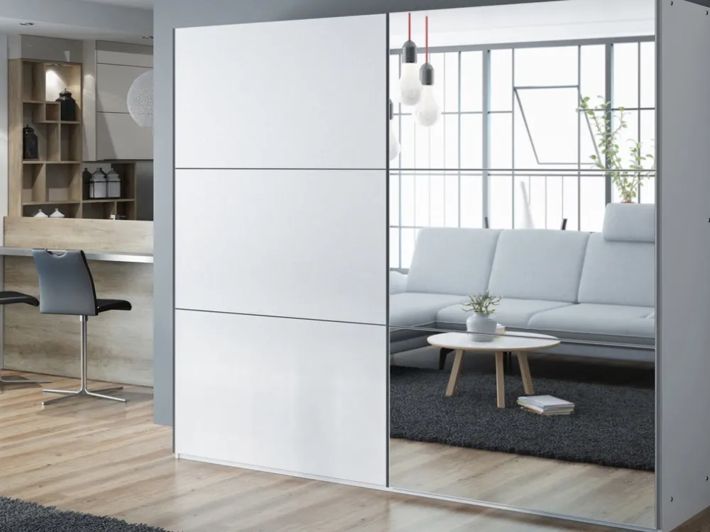 Szafy Dwudrzwiowe|Szafy Z Lustrem>Stolar Pojemna dwudrzwiowa szafa przesuwna z lustrem 250 cm VASCO platinum