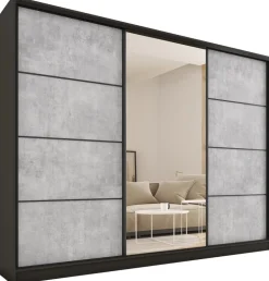 Zestawy Mebli Do Przedpokoju|Szafy Trzydrzwiowe>BROMARKT Pojemna garderoba szafa przesuwna z lustrem 280 cm LOFT MAX