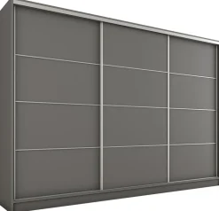 Zestawy Mebli Do Przedpokoju|Szafy Trzydrzwiowe>BROMARKT Pojemna owa szafa przesuwna do sypialni 280 cm TOP grafit