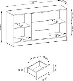 Komody></noscript>PIASKI Pojemna komoda dąb artisan KELLY