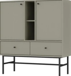 Komody>Lempert Pojemna komoda dwudrzwiowa z szufladami do salonu 100 cm TOKEN eukaliptus