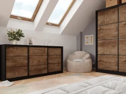 Komody></noscript>BROMARKT Pojemna komoda przesuwna z szufladami i drążkiem 200 cm LOFT