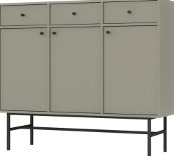 Komody>Lempert Pojemna komoda trzydrzwiowa z szufladami do salonu 124 cm TOKEN eukaliptus