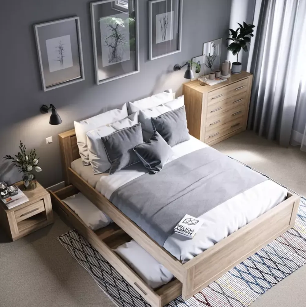 Zestawy Mebli Do Sypialni|Komody>lenart. Pojemna komoda z szufladami do sypialni 100 cm IDEA