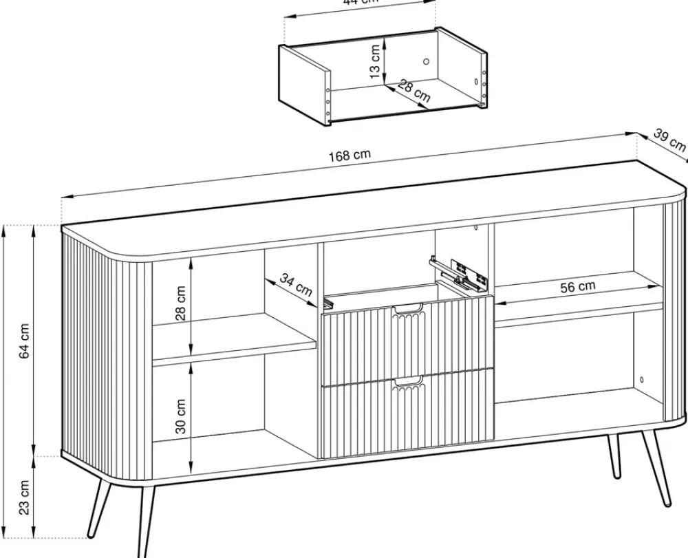 Zestawy Mebli Do Salonu|Komody>PIASKI Pojemna komoda z szufladami 168 cm do salonu ZENIT kaszmir