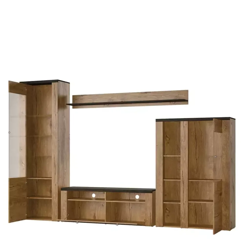 Zestawy Mebli Do Salonu|Meblościanki>Helvetia Pojemna meblościanka LARONA orzech satin