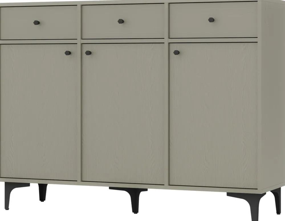 Komody>Lempert Pojemna nowoczesna komoda z drzwiami i szufladami 125 cm TOKEN eukaliptus