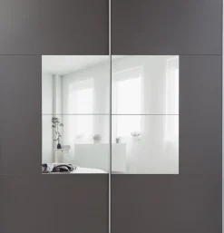 Szafy Dwudrzwiowe|Szafy Z Lustrem>Stolar Pojemna szafa 203 cm przesuwna do sypialni garderoby z lustrem BOLTON grafit