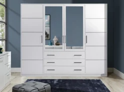 Meble Młodzieżowe|Zestawy Mebli Do Przedpokoju></noscript>Stolar Pojemna szafa 240 cm z lustrem i półkami do sypialni BILL dąb sonoma