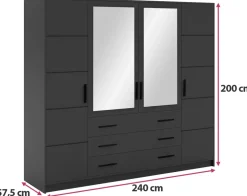 Meble Młodzieżowe|Zestawy Mebli Do Przedpokoju></noscript>Stolar Pojemna szafa 240 cm z lustrem i półkami do sypialni BILL dąb sonoma