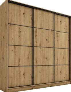 Zestawy Mebli Do Przedpokoju|Szafy Trzydrzwiowe>BROMARKT Pojemna szafa przesuwna 200 cm LOFT MAX dąb artisan