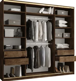 Szafy Trzydrzwiowe|Szafy Do Przedpokoju>BROMARKT Pojemna szafa przesuwna 250 cm GOLD NEW MAX lefkas dąb lefkas