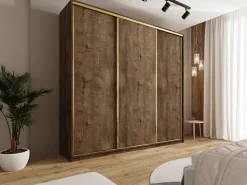 Szafy Trzydrzwiowe|Szafy Do Przedpokoju></noscript>BROMARKT Pojemna szafa przesuwna 250 cm GOLD NEW MAX lefkas dąb lefkas