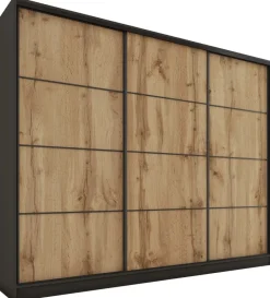 Zestawy Mebli Do Przedpokoju|Szafy Trzydrzwiowe>BROMARKT Pojemna szafa przesuwna 280 cm do sypialni LOFT MAX dąb wotan