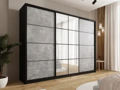 Zestawy Mebli Do Przedpokoju|Szafy Trzydrzwiowe></noscript>BROMARKT Pojemna szafa przesuwna 280 cm z lustrem i drążkami EDGE