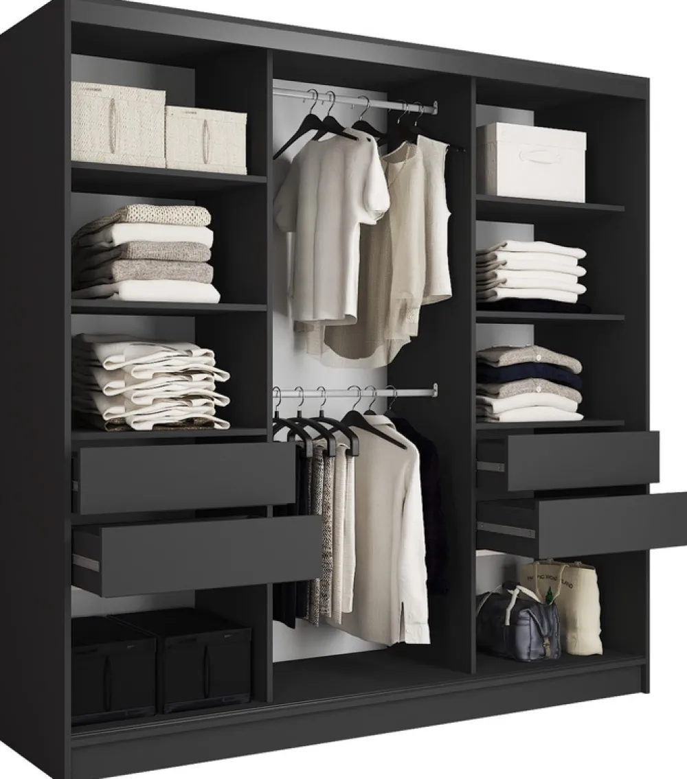 Zestawy Mebli Do Przedpokoju|Szafy Trzydrzwiowe>BROMARKT Pojemna szafa przesuwna do sypialni 200 cm z lustrem EDGE