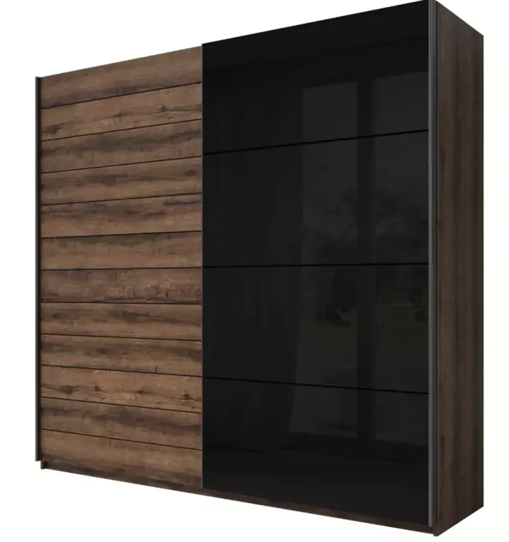 Zestawy Mebli Do Sypialni|Zestawy Mebli Do Przedpokoju>Helvetia Pojemna szafa przesuwna z czarnym szkłem 270 cm GALACTIC