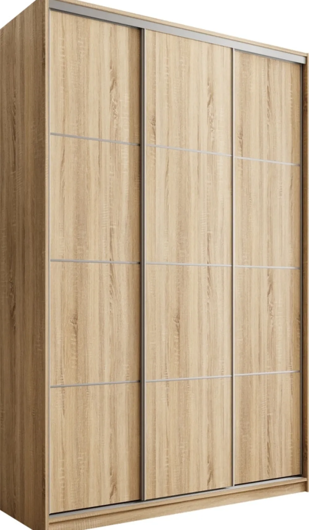 Zestawy Mebli Do Przedpokoju|Szafy Trzydrzwiowe>BROMARKT Pojemna szafa przesuwna z półkami i szufladami 150 cm TOP MAX dąb sonoma