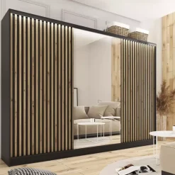 Zestawy Mebli Do Przedpokoju|Szafy Trzydrzwiowe></noscript>BROMARKT Pojemna szafa przesuwna z lustrem LOFT 280 cm