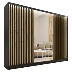 Zestawy Mebli Do Przedpokoju|Szafy Trzydrzwiowe>BROMARKT Pojemna szafa przesuwna z lustrem LOFT 250 cm