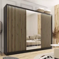 Zestawy Mebli Do Przedpokoju|Szafy Trzydrzwiowe></noscript>BROMARKT Pojemna szafa przesuwna z lustrem LOFT 250 cm