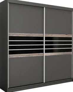 Szafy Dwudrzwiowe|Szafy Przesuwne>Stolar Pojemna szafa przesuwna z półkami i drążkami 203 cm TRISS lawa