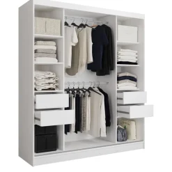 Meble Młodzieżowe|Zestawy Mebli Do Przedpokoju>Meblohand Pojemna szafa przesuwna z lustrem i półkami 180 cm HOT dąb sonoma