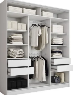 Zestawy Mebli Do Przedpokoju|Szafy Trzydrzwiowe>BROMARKT Pojemna szafa przesuwna z lustrem 200 cm TOP MAX biała biały