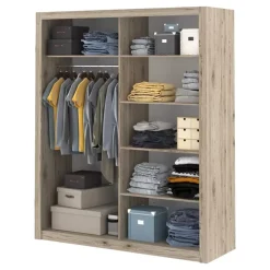 Zestawy Mebli Do Sypialni|Szafy Dwudrzwiowe>lenart. Pojemna szafa przesuwna z lustrem 180 cm półki drążki IDEA