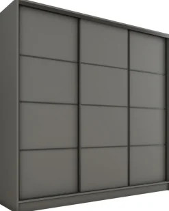 Zestawy Mebli Do Przedpokoju|Szafy Trzydrzwiowe>BROMARKT Pojemna szafa przesuwna z szufladami i półkami 180 cm LOFT grafit