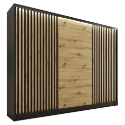 Szafy Trzydrzwiowe|Szafy Do Przedpokoju>BROMARKT Pojemna szafa przesuwna z lamelami LOFT 250 cm