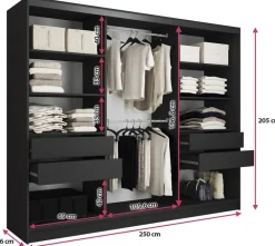 Szafy Trzydrzwiowe|Szafy Do Przedpokoju></noscript>BROMARKT Pojemna szafa przesuwna z lamelami LOFT 250 cm