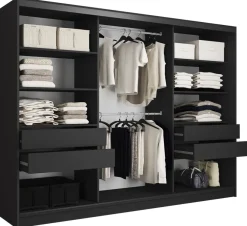 Zestawy Mebli Do Przedpokoju|Szafy Trzydrzwiowe>BROMARKT Pojemna szafa przesuwna z lamelami LOFT 280 cm wotan