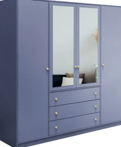 Meble Dla Dzieci|Zestawy Mebli Do Przedpokoju>Stolar Pojemna szafa uchylna z lustrem i półkami 196 cm SELMA błękit