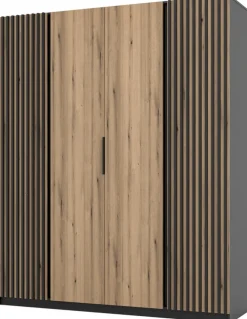 Szafy Młodzieżowe|Szafy Otwierane>Lempert Pojemna szafa z lamelami w stylu loftowym 200 cm KARAT