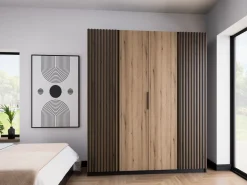 Szafy Młodzieżowe|Szafy Otwierane></noscript>Lempert Pojemna szafa z lamelami w stylu loftowym 200 cm KARAT