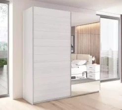 Zestawy Mebli Do Sypialni|Szafy Dwudrzwiowe></noscript>Helvetia Pojemna szafa z lustrem 220 cm GALACTIC jesion abisko